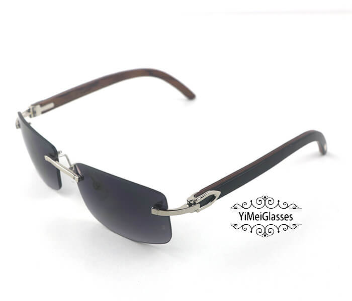 cartier rimless wood sunglasses