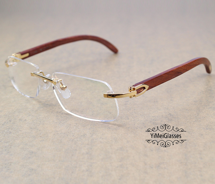 Cartier Eyeglasses Wooden Rimless Metal Ct4189706 Yimeiglasses 3958